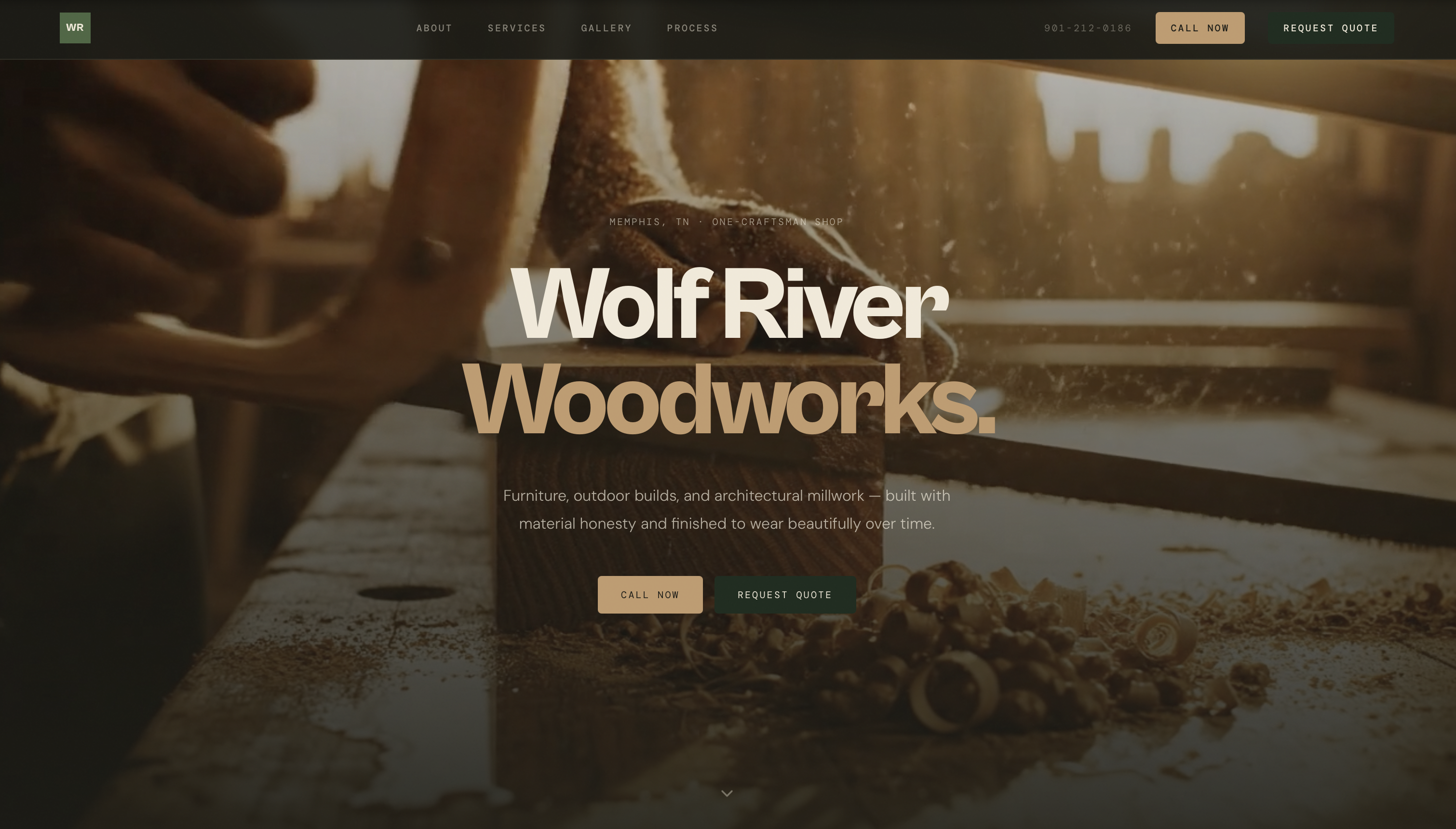 Wolf River Woodworks website homepage screenshot